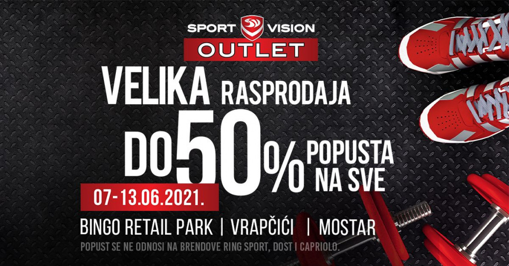 SPORT VISION OUTLET, Sport Vision, popusti, Mostar, bingo retail park, rasprodaja
