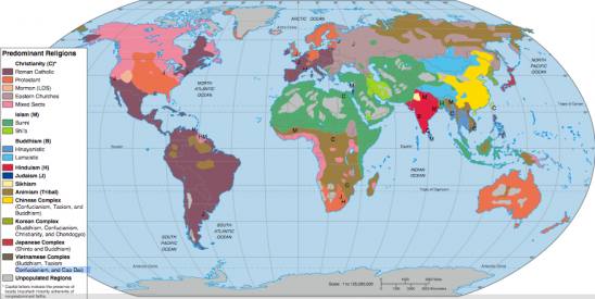 religijska karta svijeta Religijska karta svijeta danas   Religija   hercegovina.info religijska karta svijeta