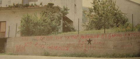 Grafit mržnje u naselju Vrapčići kod Mostara