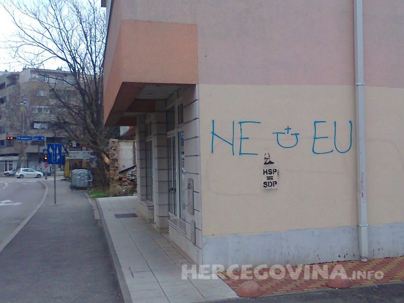 Mostar, referendum, Europska unija, grafit, Europska unija, BIH, euroskeptici