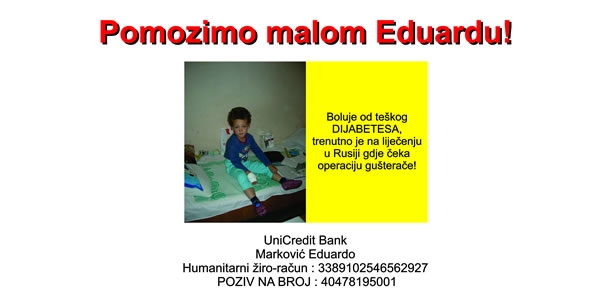 Eduardo Marković, humanitarne akcije i apeli