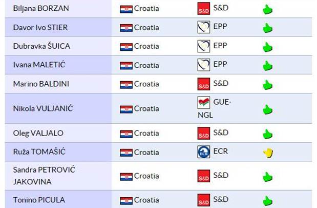 Ruža Tomašić, Europski parlament u Briselu, glasovanje, eu