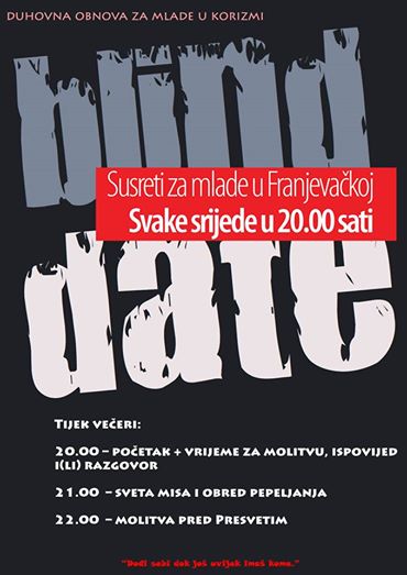 susreti za mlade, susreti srijedom, mladi katolici, franjevci