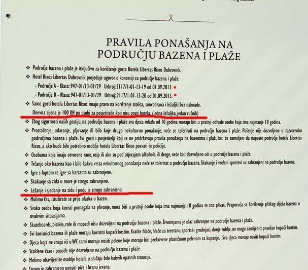 Dubrovnik, cijene, pravila, pravila ponašanja
