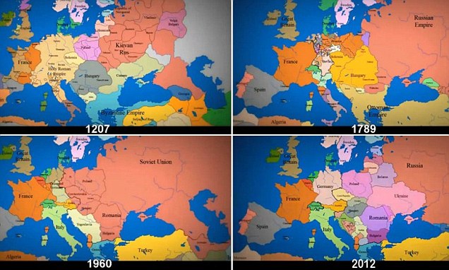 Povijesni atlas, granice u Europ, znanje o povijesti, Hladni rat, Promjene granica