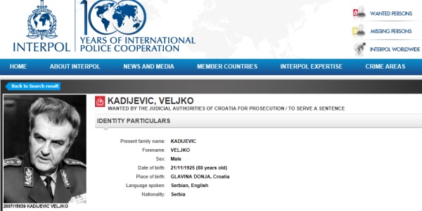 veljko kadijević, General JNA, ratni zločinac, ratni zločin