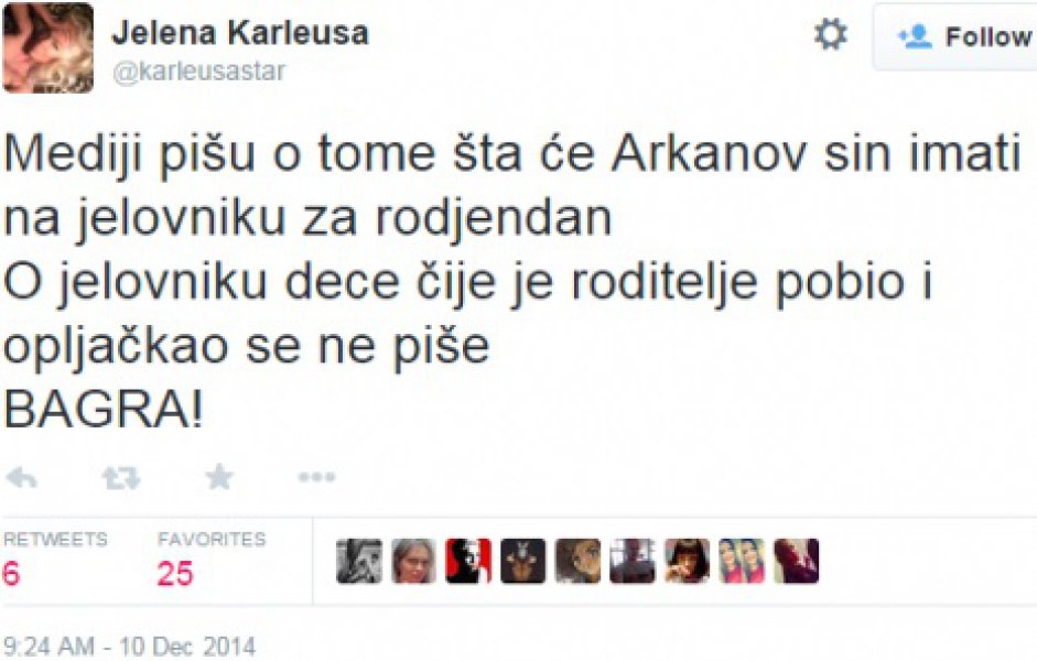 jelena karleuša, arkan