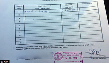 Hrvatska zemlja, carinik, sendvič