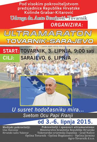 maraton, Tovarnik, Sarajevo, Papa Franjo, Papa Franjo u BiH 