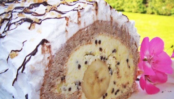 banana split rolat, desert, kolači, slastica