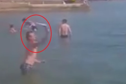 frizbi, smijeh, more, bacanje