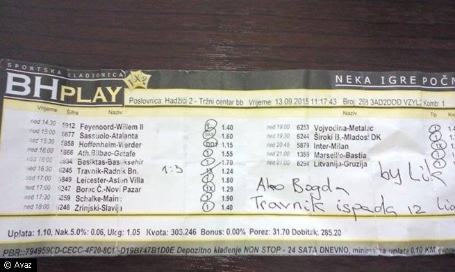 kladioničar, kladionica, NK Travnik