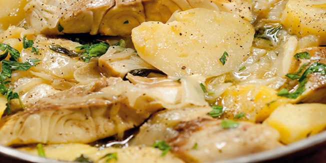 bakalar s krumpirom, božićna jela, recept