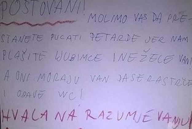 poruka, petarda, djevojčice