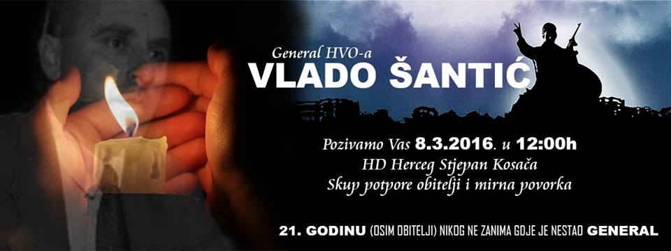 Vlado Šantić, potpora, Mostar, skup, Vlado Šantić, nestanak, Bihać, ubojstvo, Vlado Šantić, prosvjed, prosvjed, Duje Šantić, Vlado Šantić