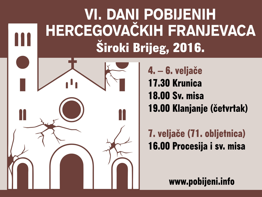 VI. Dani pobijenih hercegovačkih franjevaca, zapadno-hercegovačka županija, Široki Brijeg