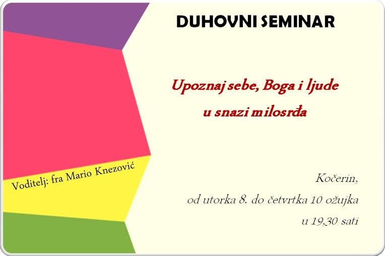 duhovni seminar, seminar, Kočerin, fra Mario Knezović