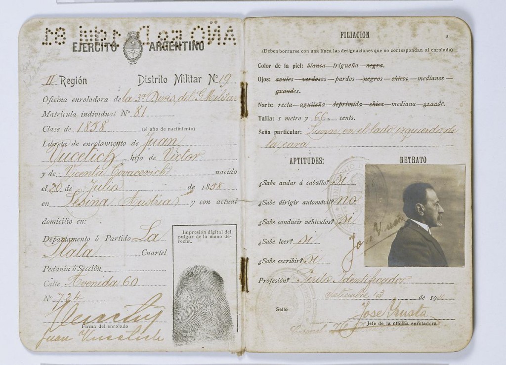 otisak prsta, Juan Vucetich, Ivan Vučetić, otisak prstiju, Ivan Vučetić