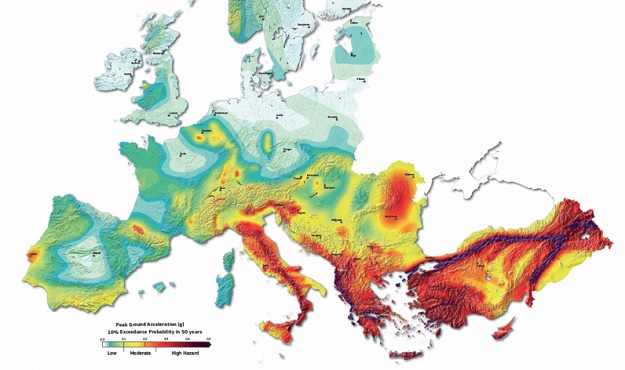 seizmičke opasnosti, karta EU, potresi