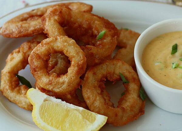 obične lignje , slani recepti,  lignje s pivom