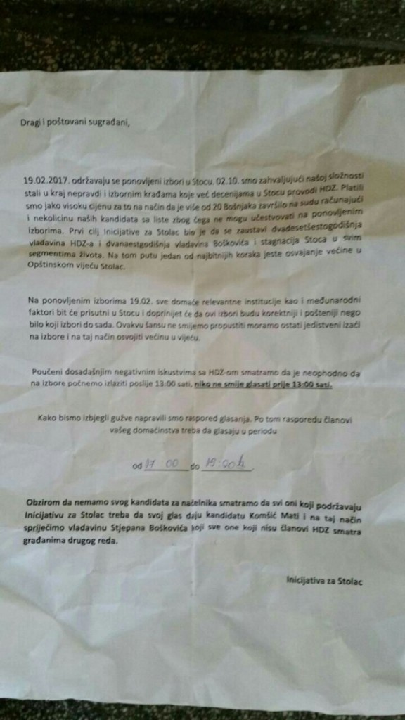 Stolac, izbori