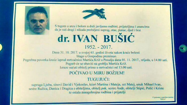 dr ivan bušić osmrtnica
