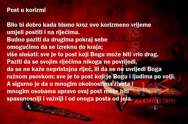 post, korizma, započinje korizmeno vrijeme