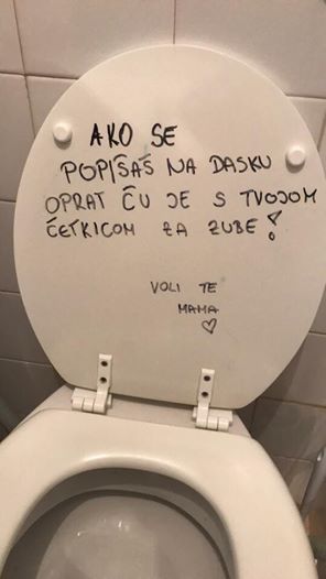 wc šolja, šolja, poruka