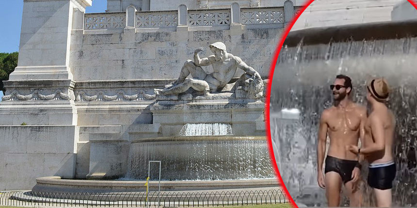 Bez srama: Britanci se skinuli k'o od majke rođeni u fontani najpoznatijeg talijanskog spomenika