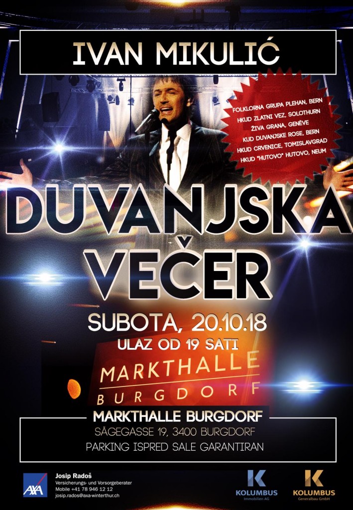 U subotu, 20. listopada, Duvanjska večer u Bernu