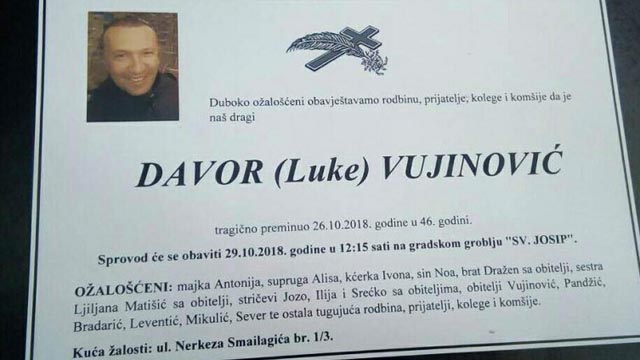 davor vujinović smrtovnica