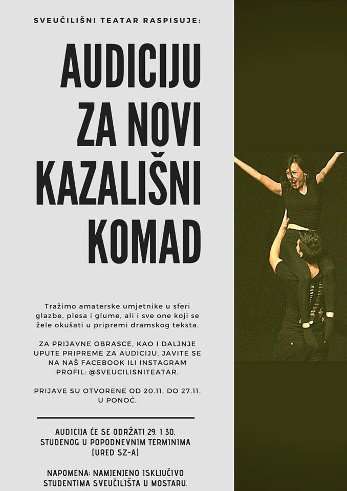 sveučilišni teatar, audicija