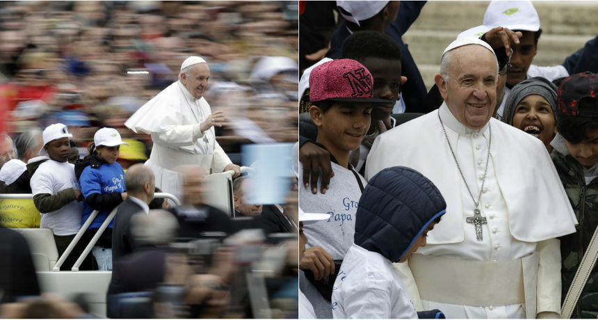 Papa Franjo u papamobilu 'provozao' djecu migranata Trgom svetog Petra 