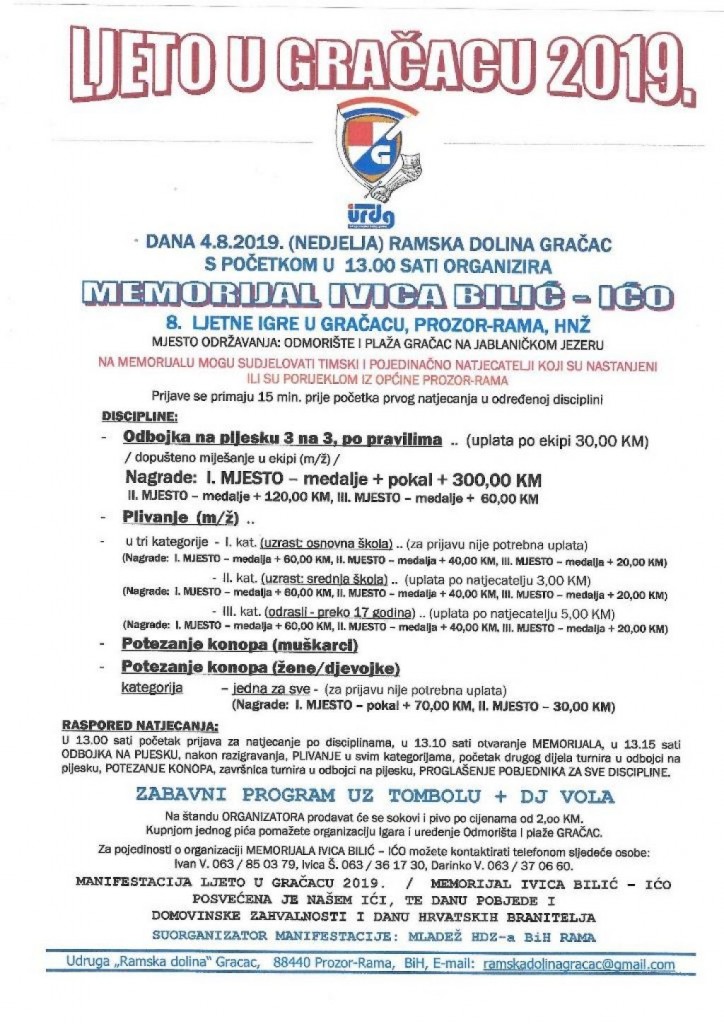 Rama: Ljetne igre u Gračacu 4. kolovoza