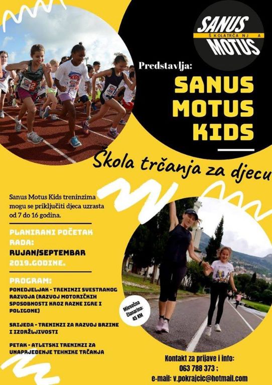 upis, škola, trčanje, Udruga Sanus Motus 