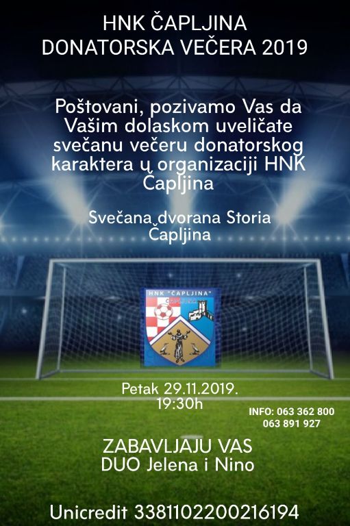 HNK Čapljina, donatorska večer