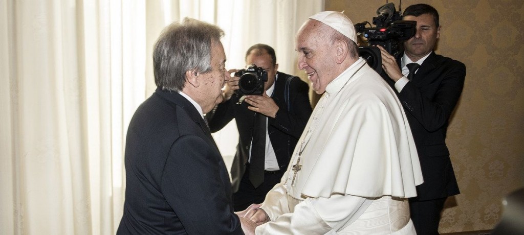 Papa Franjo, un, sastanak, Antonio Guterres