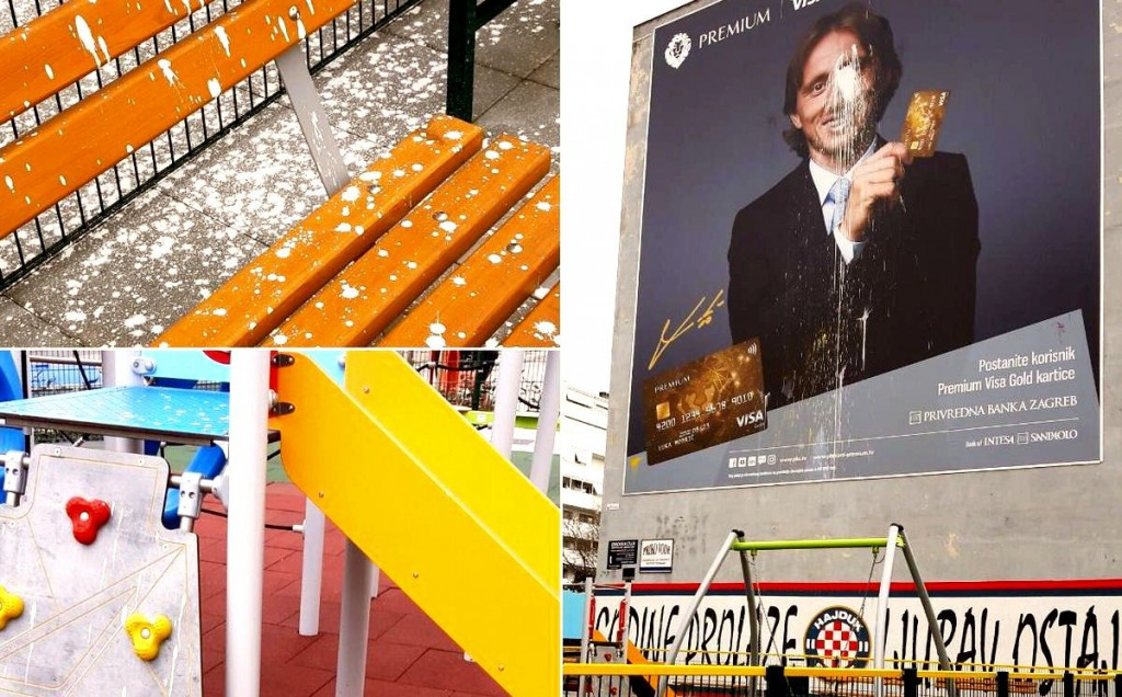 Luka Modrić, jumbo plakat, vandalizam