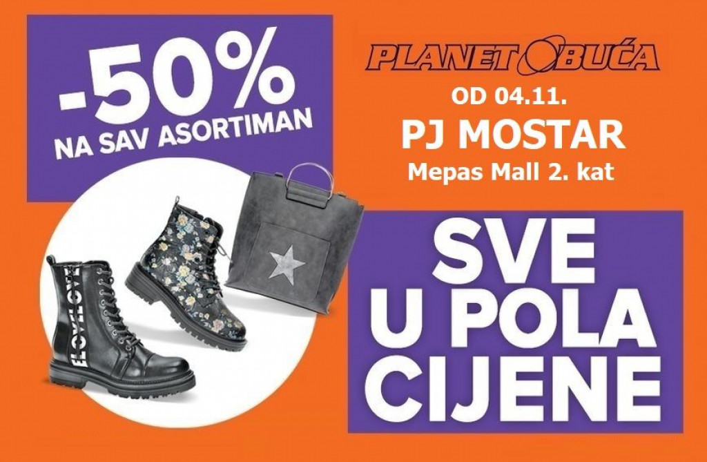 Planet obuca, rasprodaja, popusti, obuća, najniže cijene, Mostar, Mepas Mall