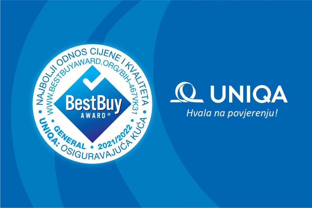 uniqua osiguranje, Senada Olević, Bosna i Hercegovina, Međunarodna certifikacijska kuća ICERTIAS., Best Buy Award