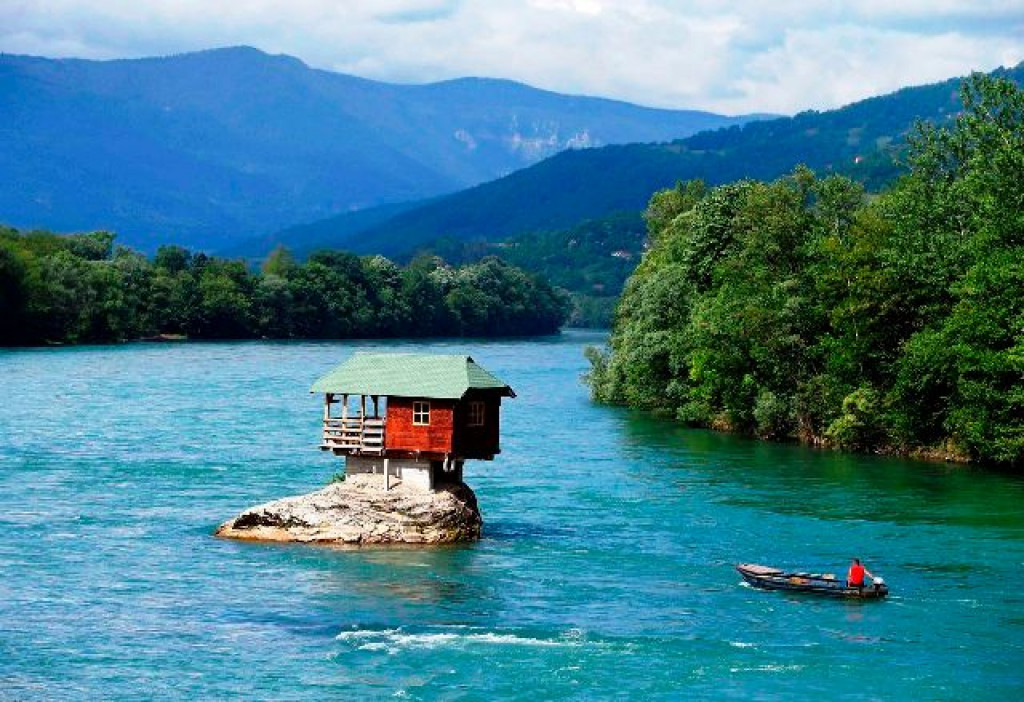 ideja, vikend, kućica, rijeka, mjesto