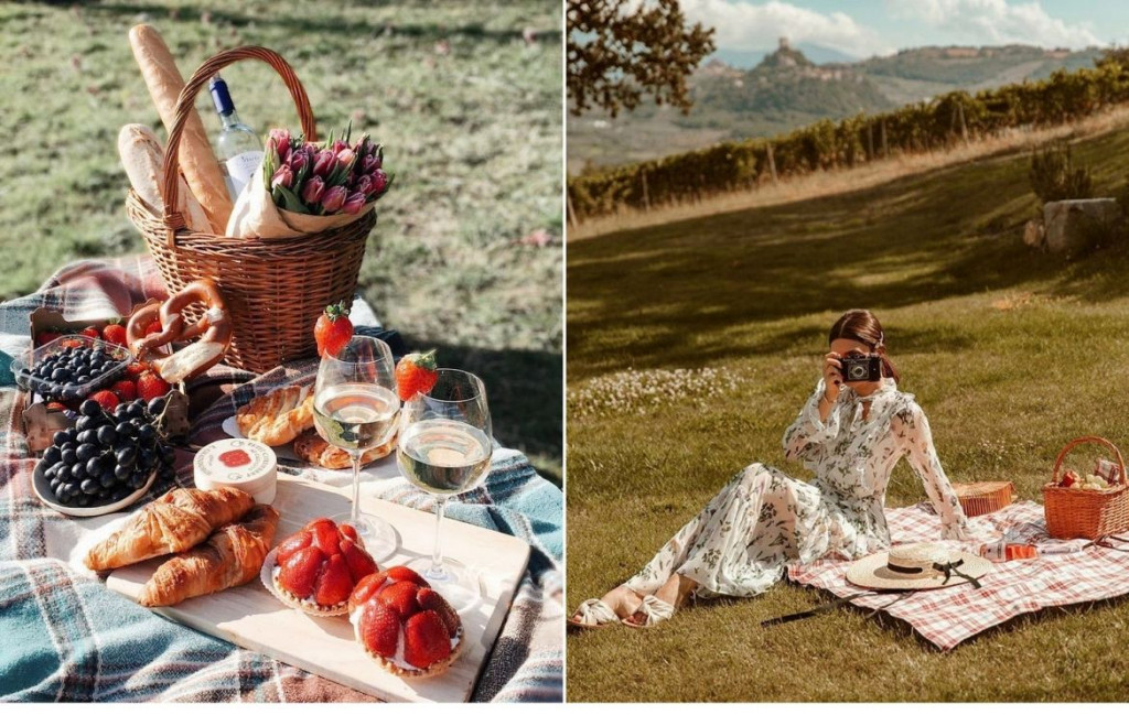 praznik rada, piknik, žene, mjesto, hrana, piće