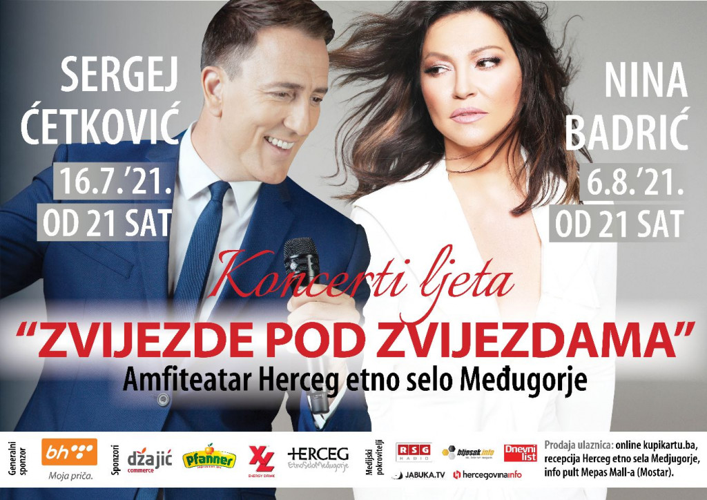 Sergej Ćetković, Nina Badrić, koncerti, koncert, Herceg etno sela u Međugorju, Zvijezde pod zvijezdama
