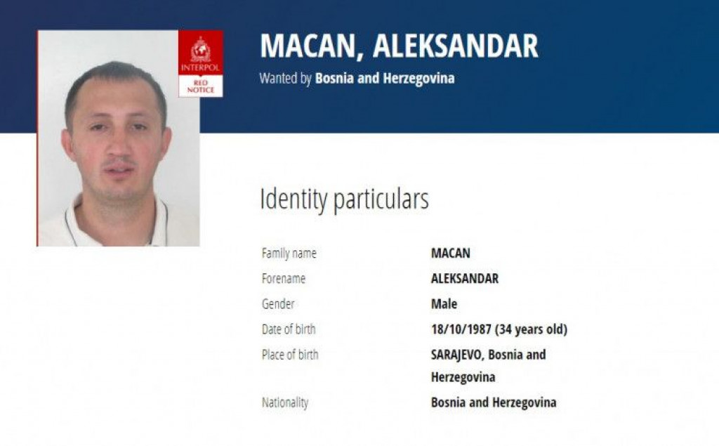 ubojstvo policajaca, Aleksanadar Macan, interpol