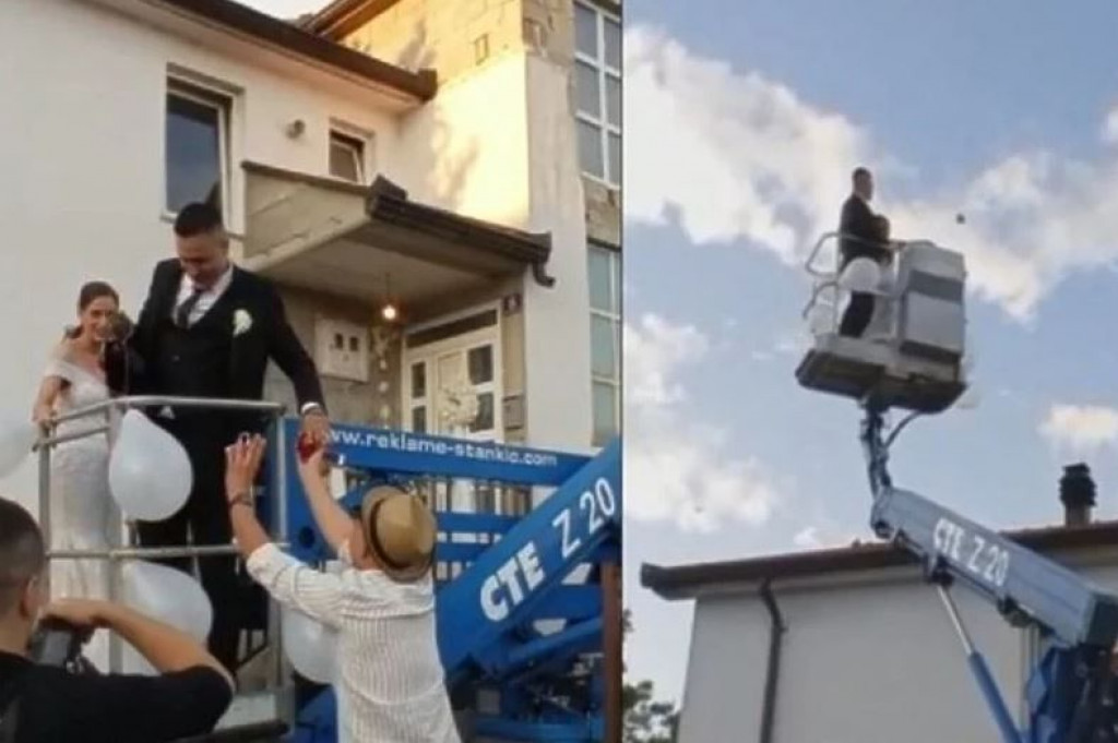 Grude,mladenci,prebacivanje jabuke,dizalica