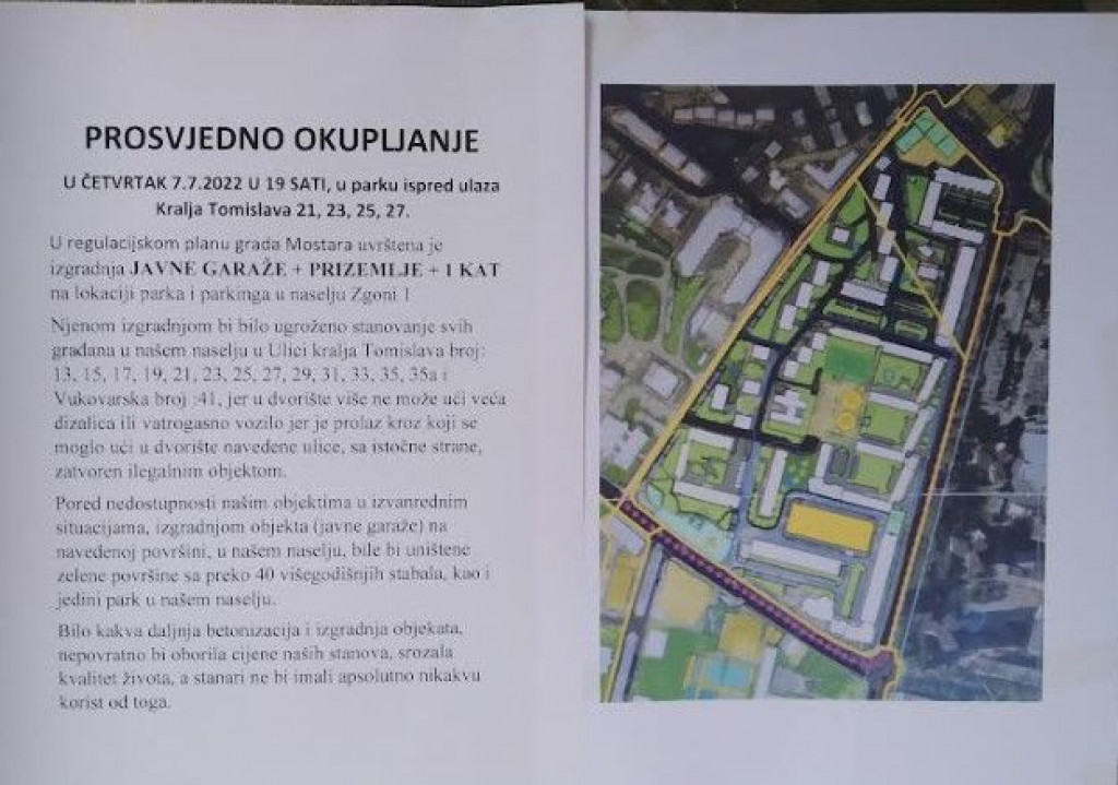 Mostar,prosvjed građana,podzemna garaža