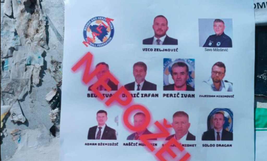 Navijači oblijepili Zenicu plakatima sa fotografijama nepoželjnih čelika Nogometnog saveza BiH i reprezentacije