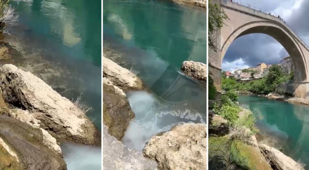Ispuštanje kanalizacije u Neretvu ispod Starog mosta