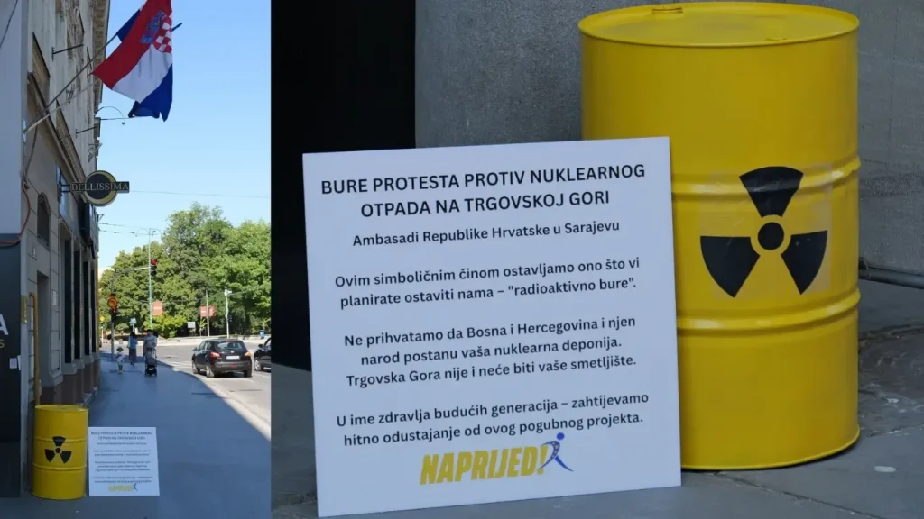 'Radioaktivna bačva' ispred Hrvatskog veleposlanstva u Sarajevu