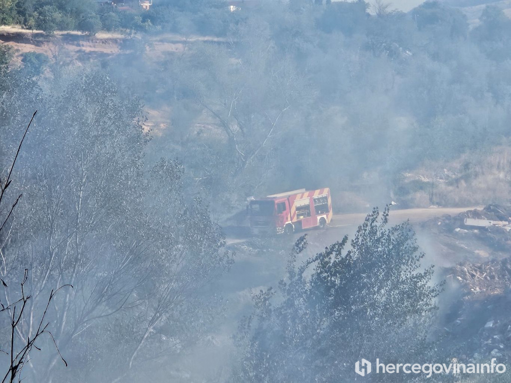 Požar na divljoj deponiji na Buni